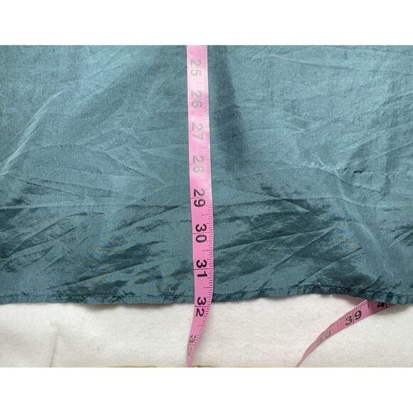 100% SILK Shirt Men Size M Green City Streets Button Down Short Sleeve 9-17 - Picture 10 of 13